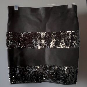 Guess Sequin Skirt Bandage Style Black NWOT Sz M Pencil Mini Club Vintage Party